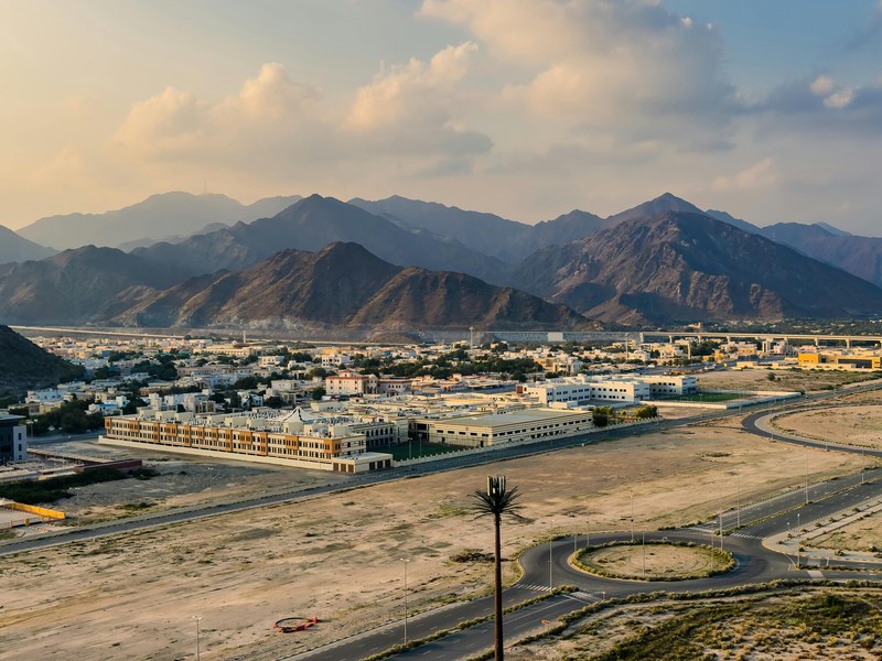 Aerial view of land and urban surroundings for new developments